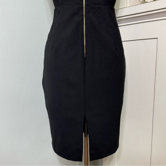 Express Black Stretch Sheath Dress w Exposed Gold Zipper 8 Holiday Party Wear - Picture 8 of 10